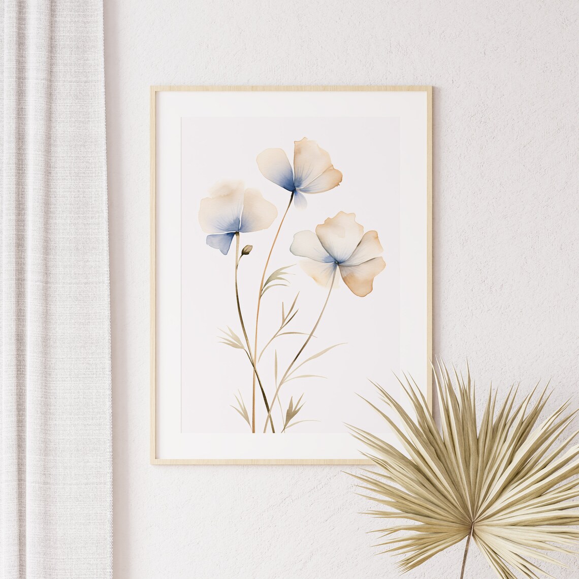 White Poppy Flowers Watercolor Soft Minimalist Botanical Art Poster - Image 3