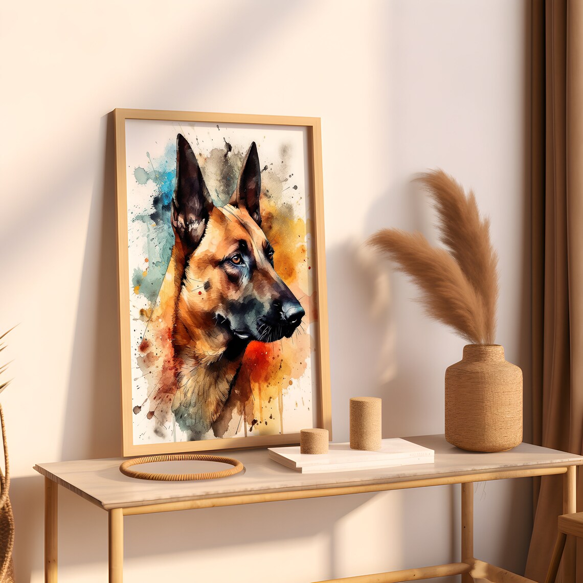 Belgian Malinois Dog Profile Watercolor Bold Pet Portrait Poster - Image 3