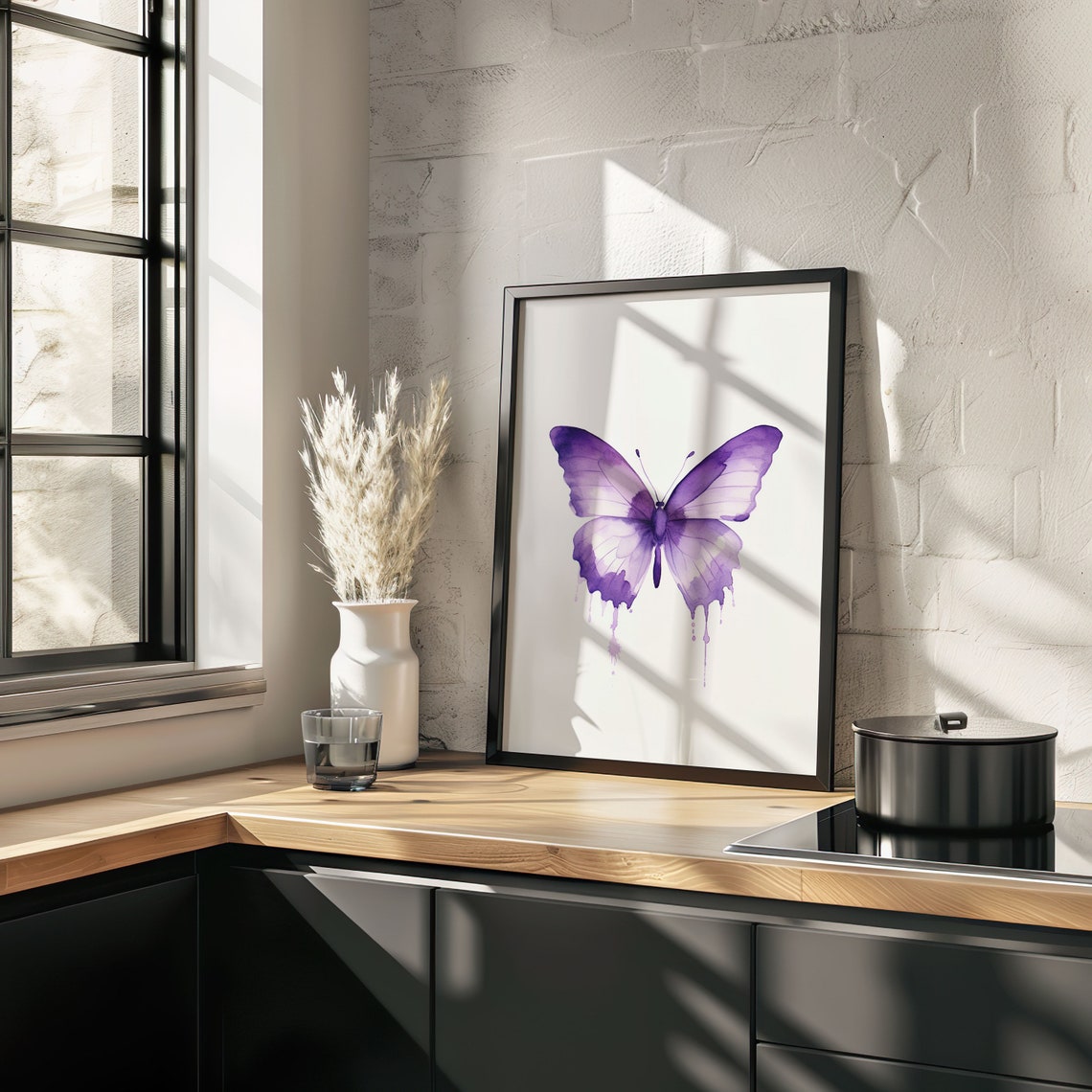 Lavender Butterfly Watercolor Drips Soft Purple Wings Poster - Image 5