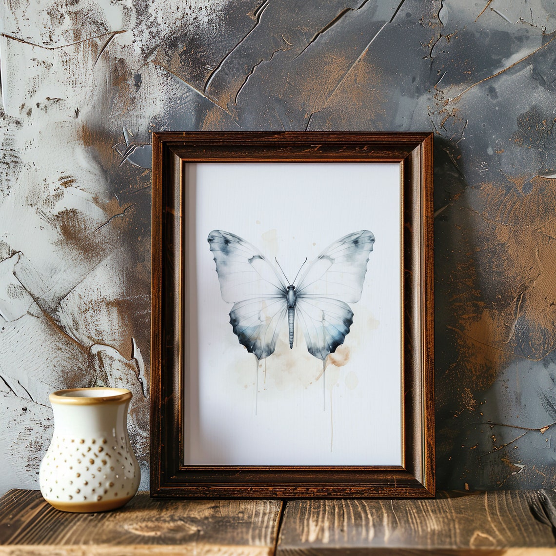 White Translucent Butterfly Watercolor Ethereal Wing Art Poster - Image 3