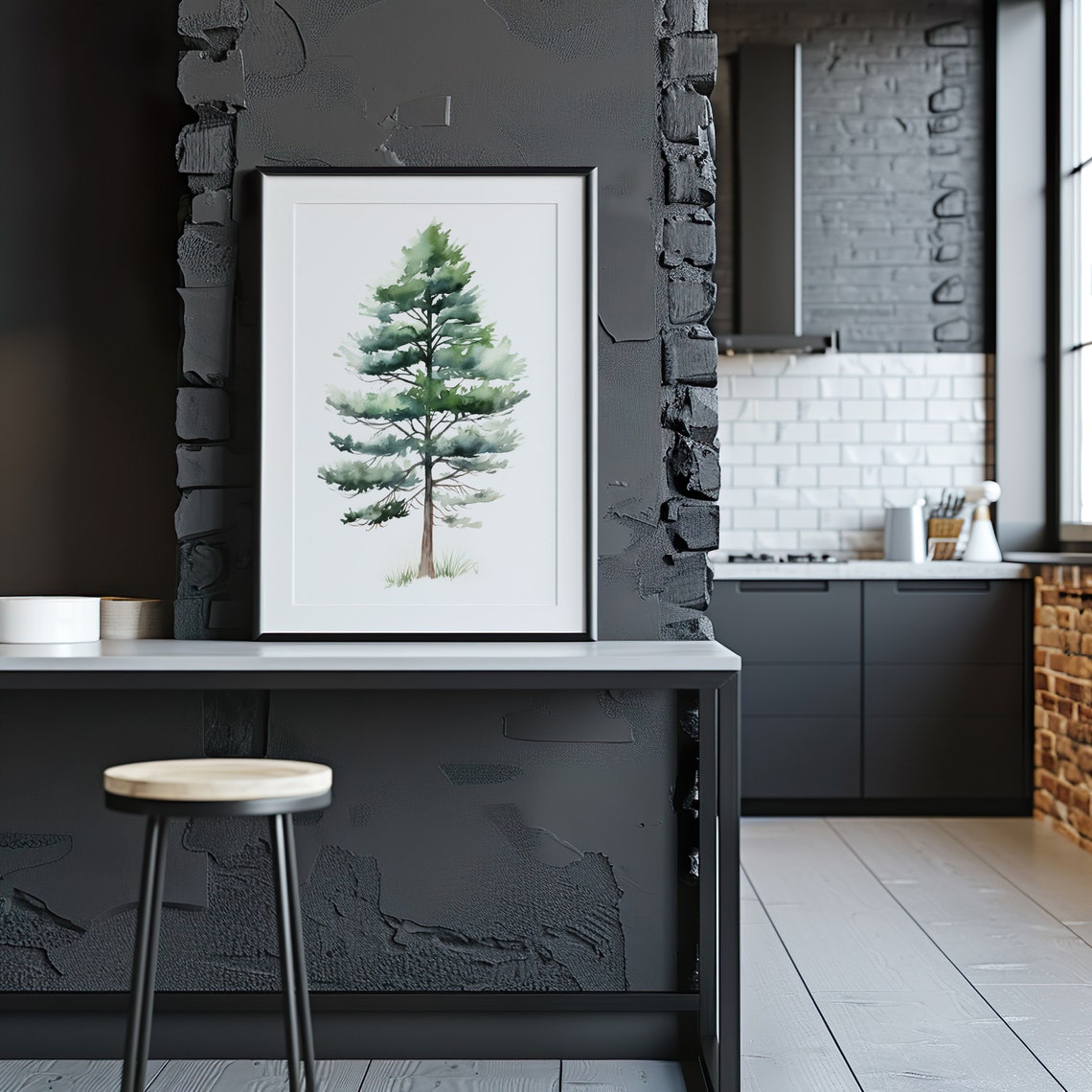 Tall Pine Tree Soft Watercolor Minimalist Woodland Botanical Poster - Image 4