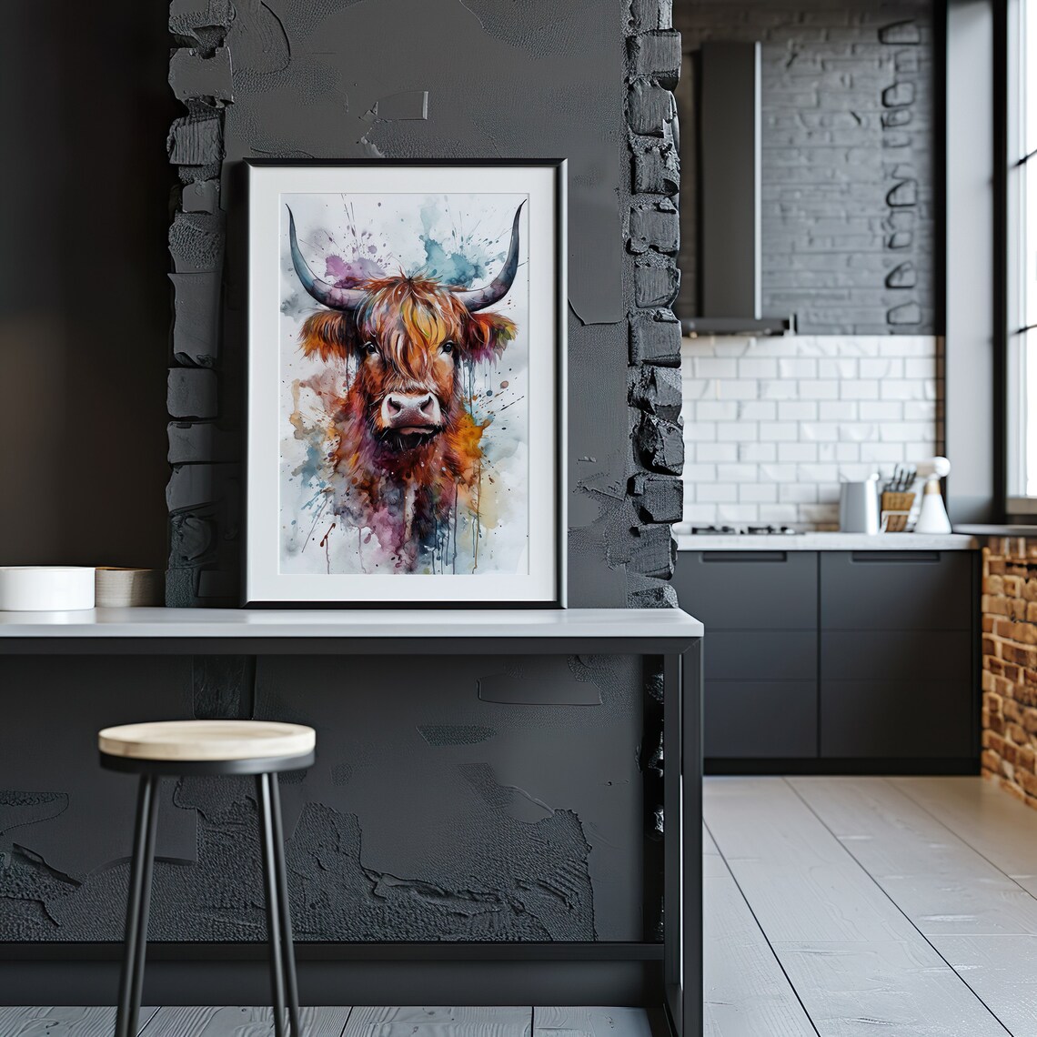 Highland Cow Painting Wall Art Poster Gift Watercolor Colorful Animal Painting Illustration Nature Wall Art Home Decor Print - Image 4