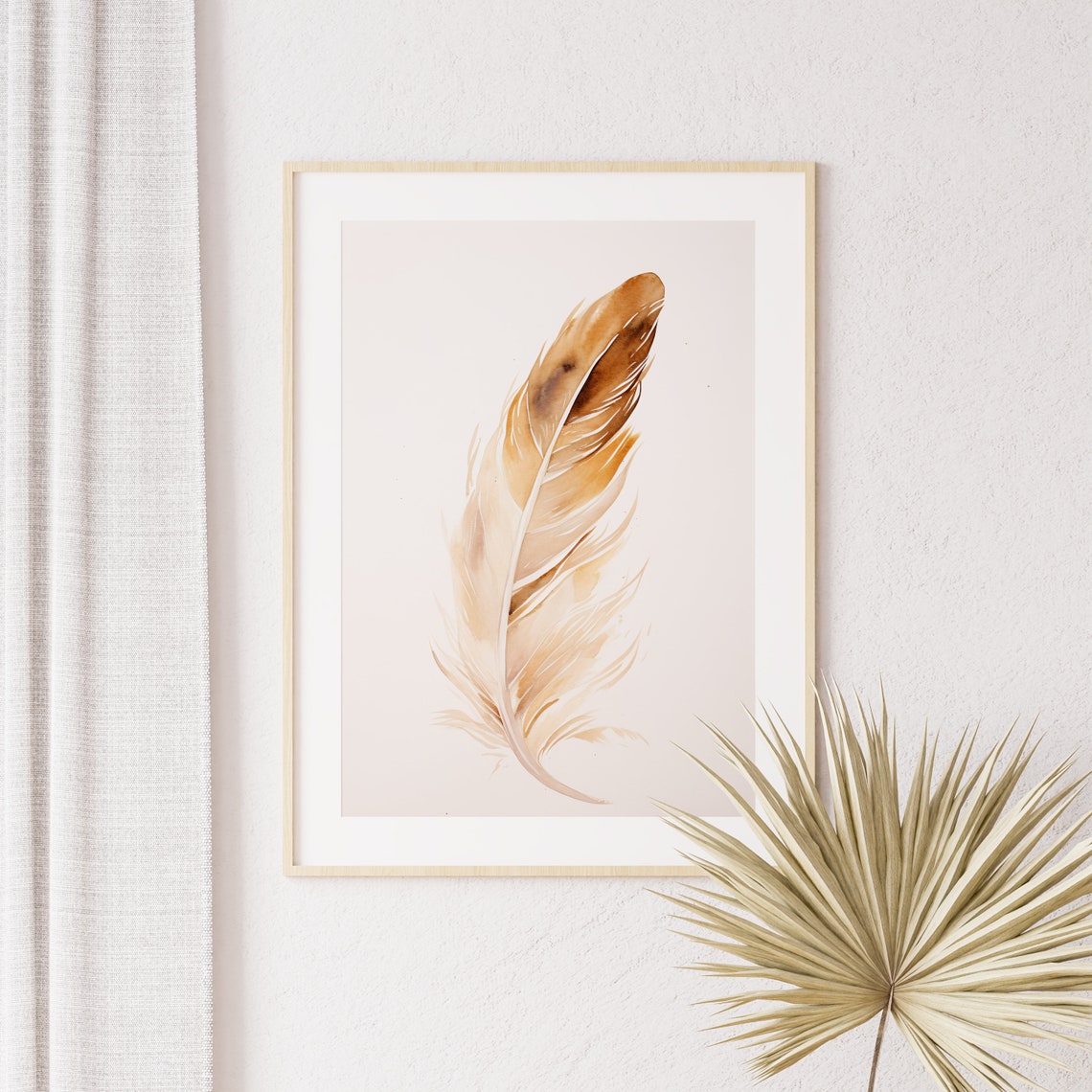 Beige Feather Watercolor Soft Minimalist Neutral Tone Art Poster - Image 5