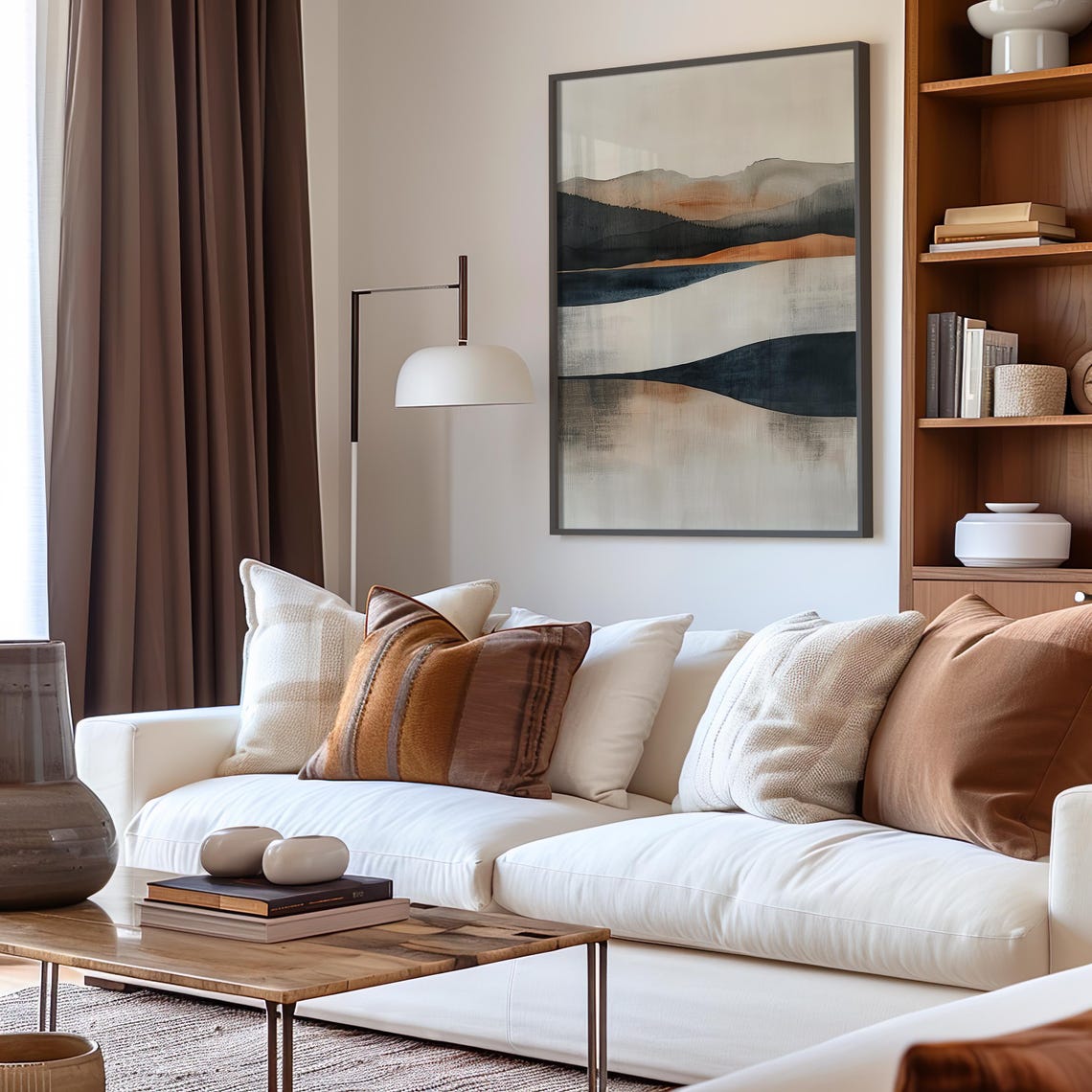 Layered Earth Tone Abstract Landscape Modern Minimalist Art Poster - Image 3