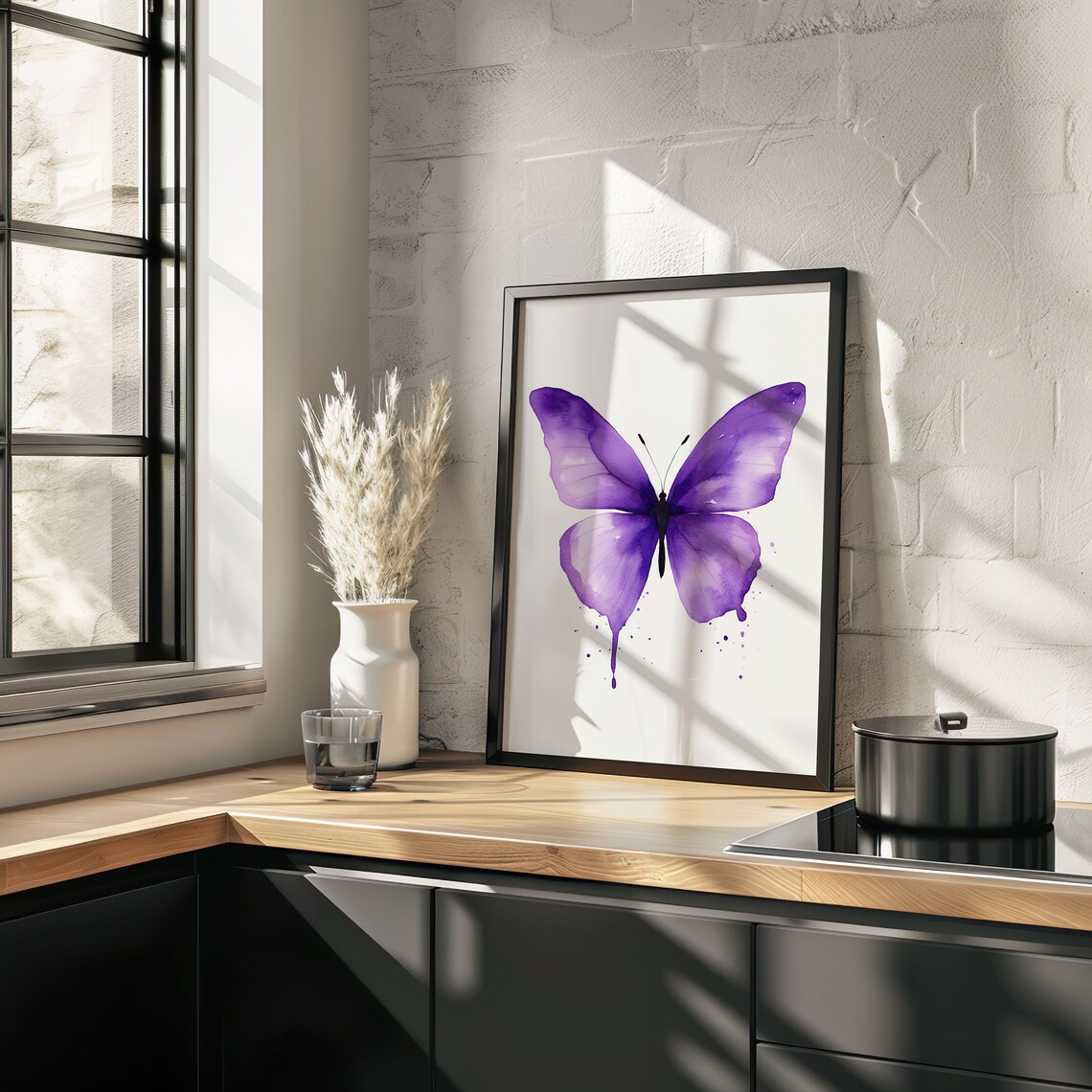 Purple Butterfly Watercolor Drips Elegant Wings Insect Poster - Image 4