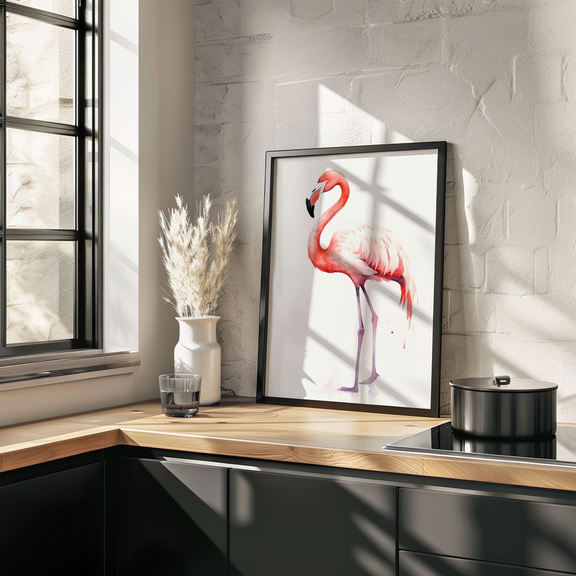 Pink Flamingo Elegant Bird Watercolor Modern Nursery Wall Art - Image 4