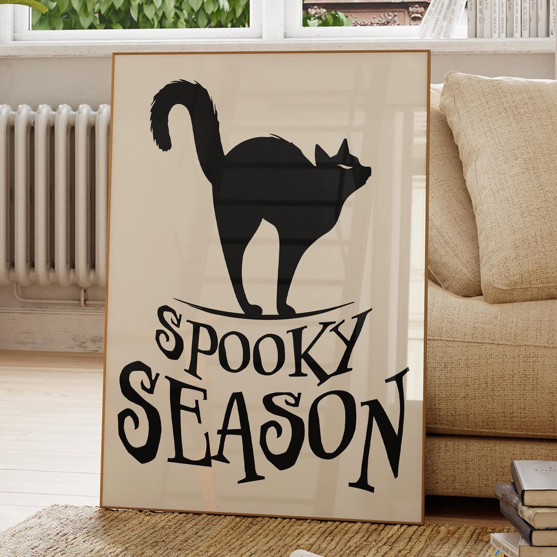 Spooky Season Black Cat Silhouette Minimalist Halloween Wall Poster
