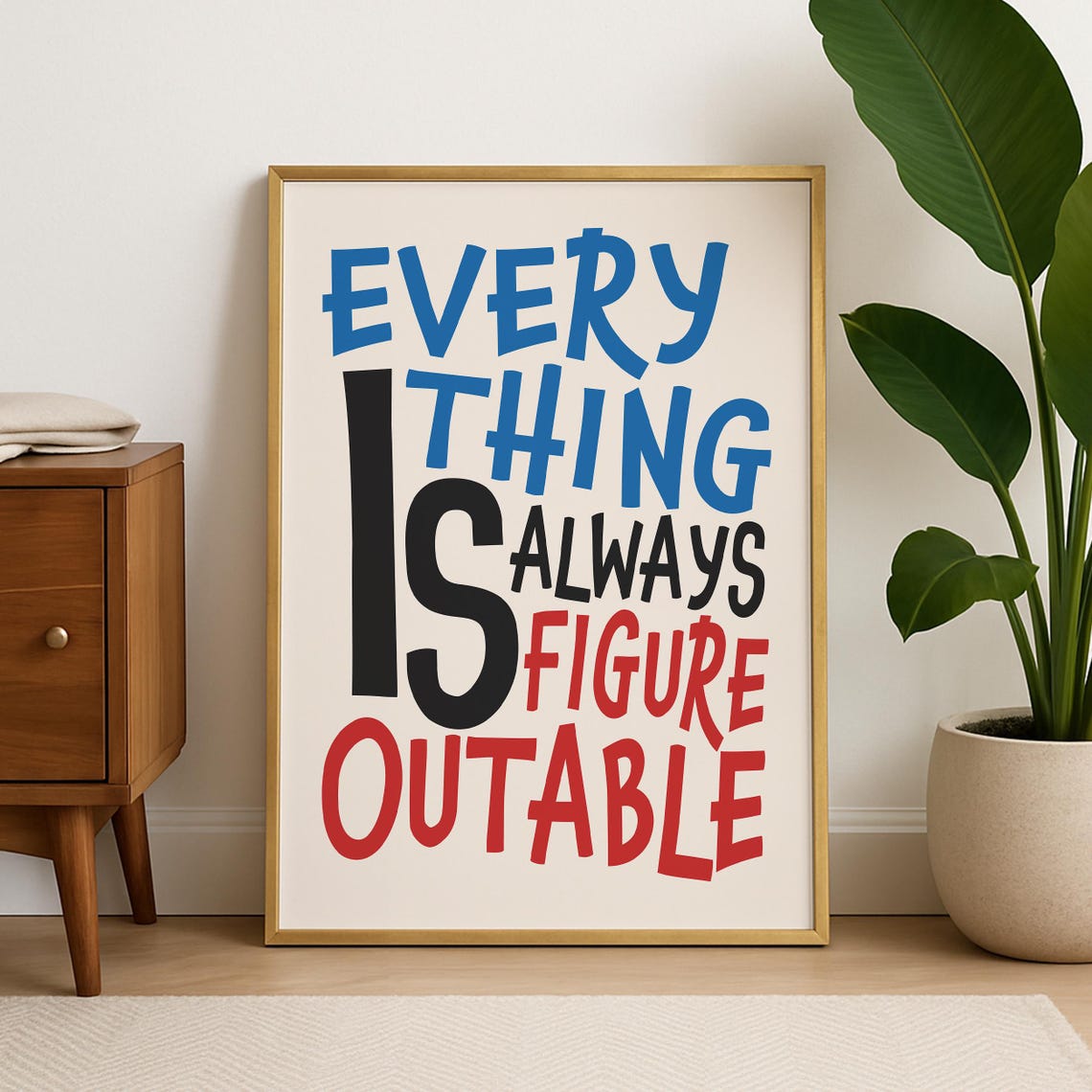 Everything Is Figureoutable Quote Poster, Office Decor