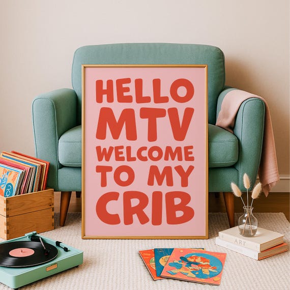 Welcome To My Crib Funny College Apartment Print Retro For Dorm Room Preppy Prints Typography Poster