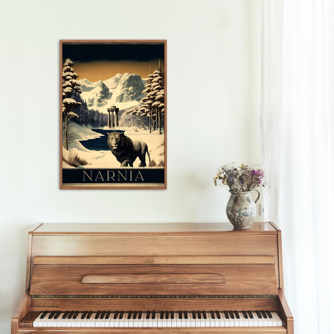 Narnia Winter Wonderland Aslan Lion Snowy Valley Travel Poster - Image 3