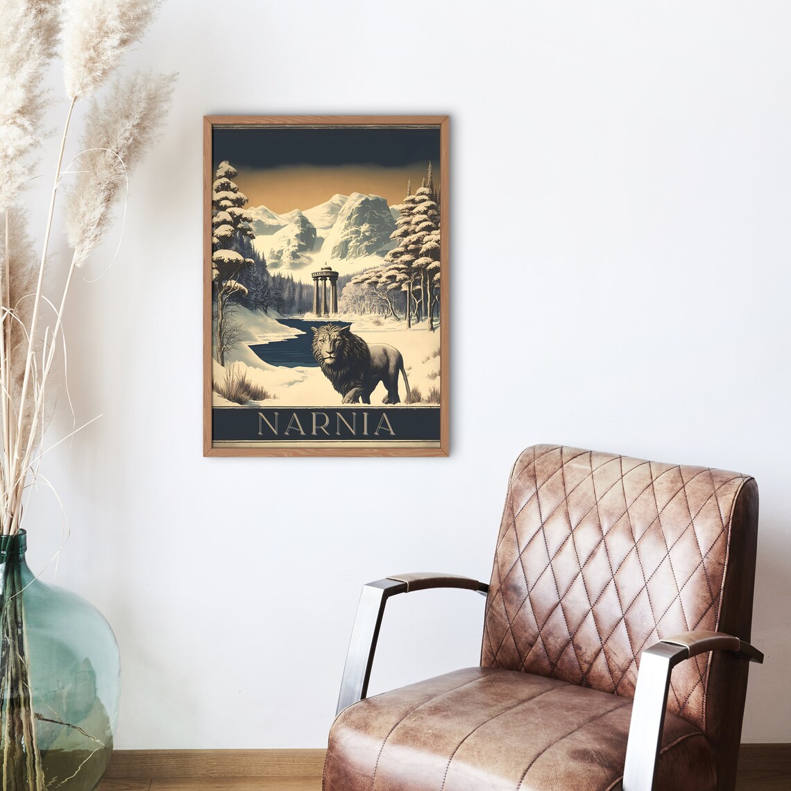 Narnia Winter Wonderland Aslan Lion Snowy Valley Travel Poster - Image 2