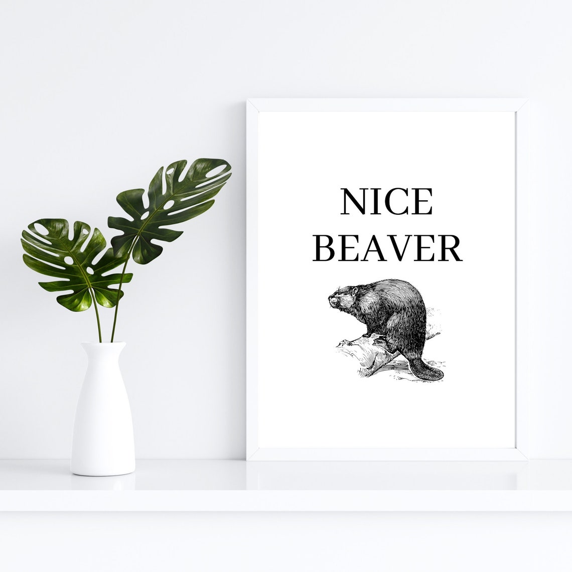 Nice Beaver Funny Vintage Engraving Quote Bathroom Humor Poster - Image 2