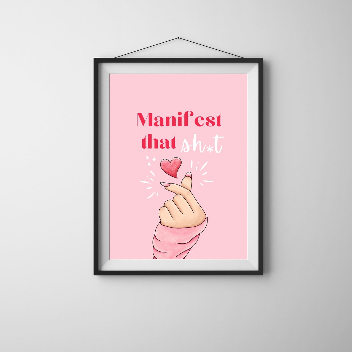 Manifest That Pink Manifestation Finger Heart Sign Style Poster - Image 2