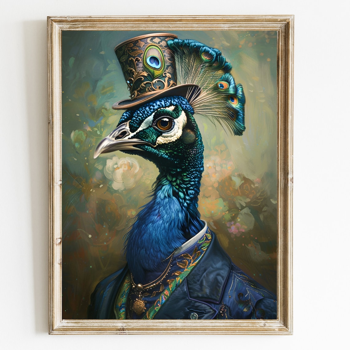 Peacock Gentleman In Top Hat And Suit Vintage Portrait Poster