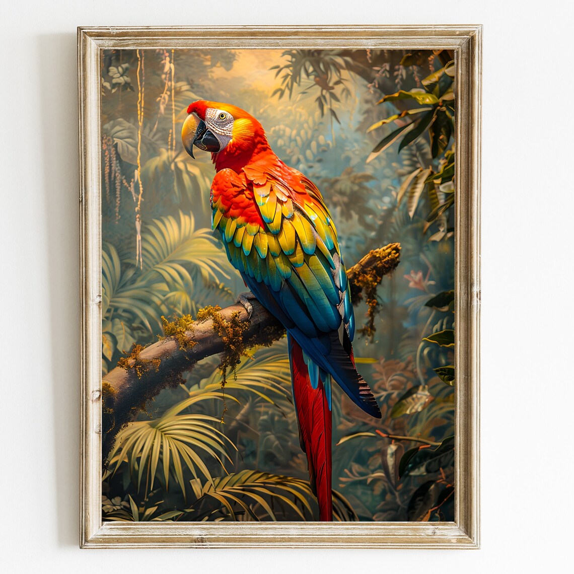 Scarlet Macaw Tropical Bird Painting Art Print