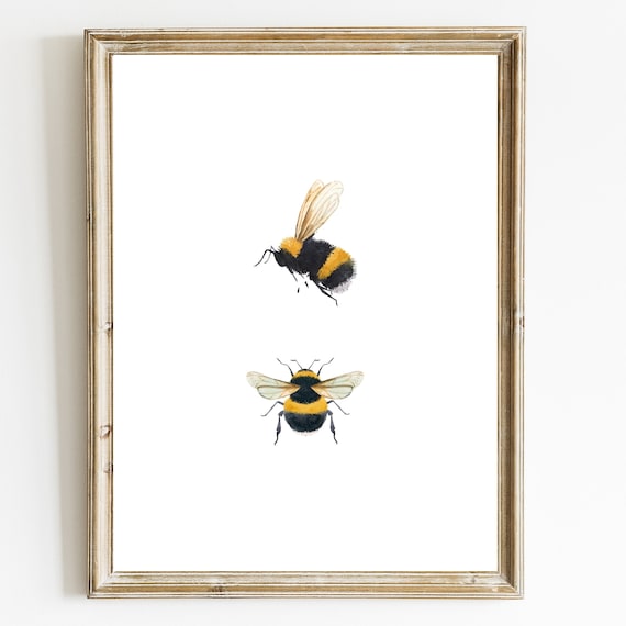 Bumble Bees Watercolor Art Print, Be Kind