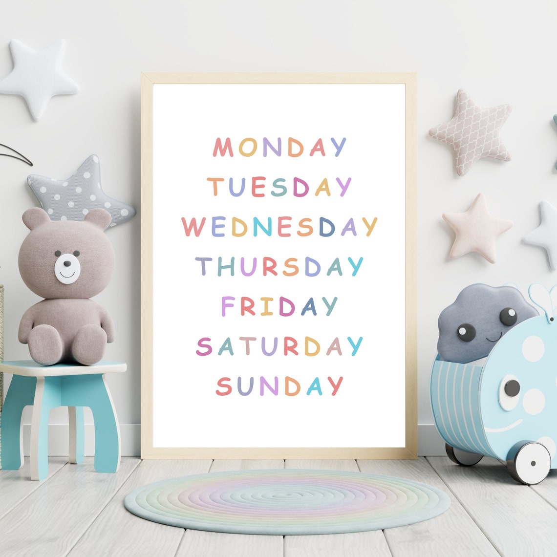 Days of the Week Learning Educational Kids Classroom Decor Poster - Image 2