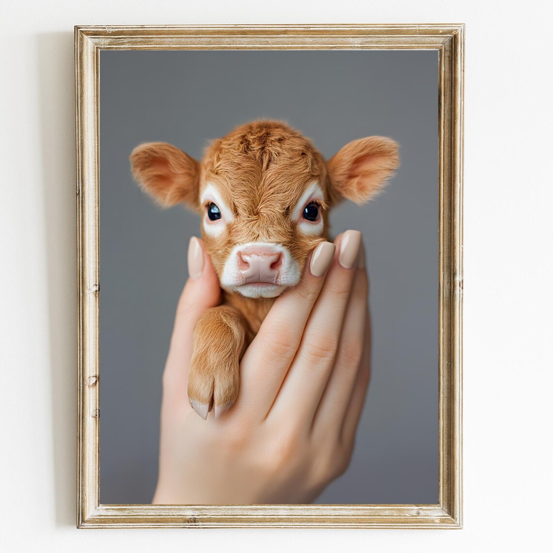 Baby Cow in the Palm of Your Hand Art Print