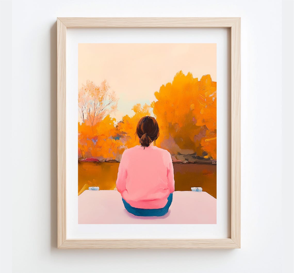 Painting Of Woman On Her Back Looking At The River Art To Print Decoration For Bedroom Girl Feminist Decoration - Image 5