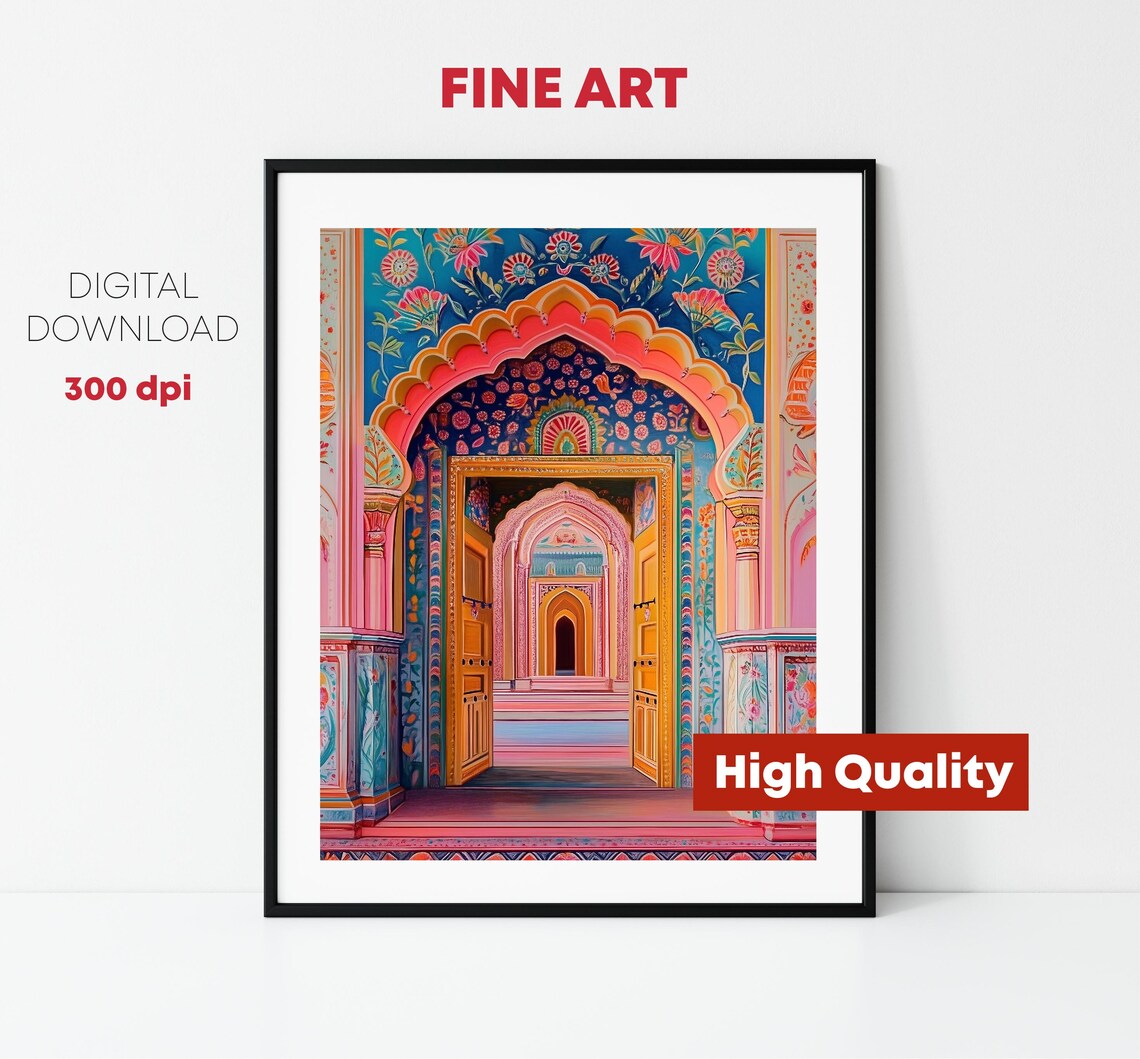 Jaipur Travel Poster, Indian Decor Door Illustration - Image 6