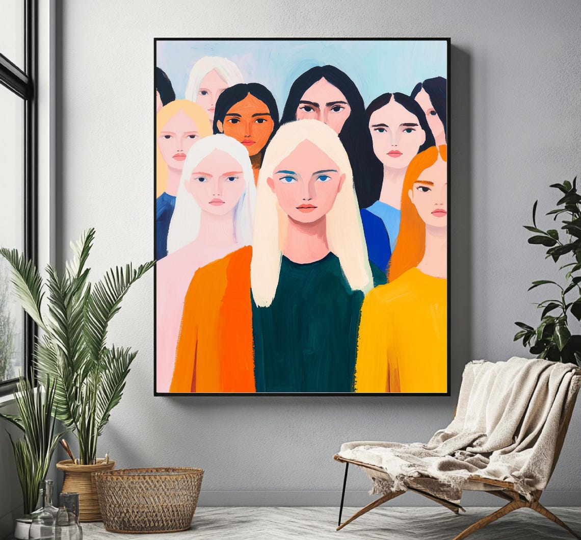 Diverse Women Crowd Portraits Colorful Modern Empowerment Art Poster - Image 2