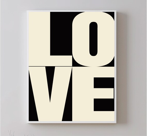 Love You Art Print Trendy Retro Wall Art Black Love Aesthetic Typography Elegant Preppy Love Poster