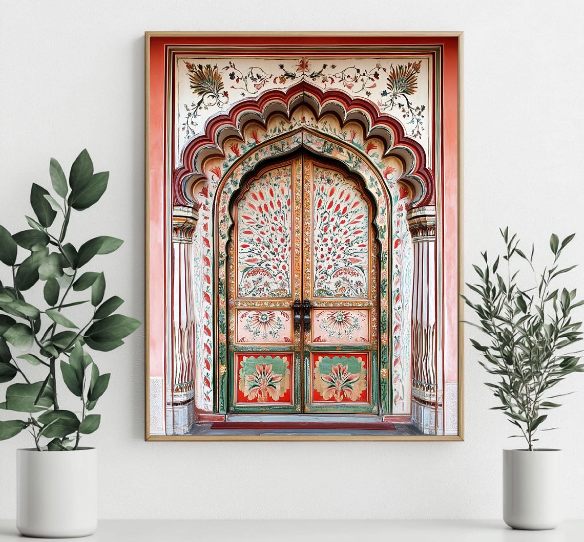 Indian Decor Door Travel Photography Jaipur Illustration Jaipur Poster Jaipur Poster India Travel Poster Bedroom Decor In Trend - Image 3