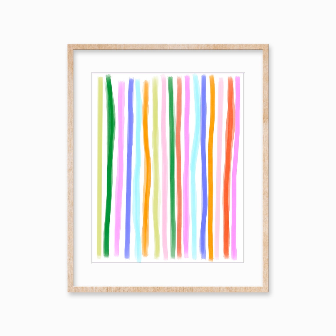 Rainbow Watercolor Stripes Pastel Modern Abstract Art Poster