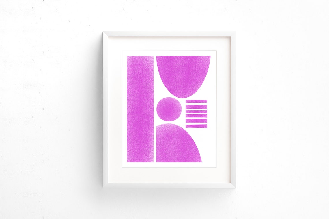 Magenta Bauhaus Geometric Shapes Minimal Modern Abstract Art Poster