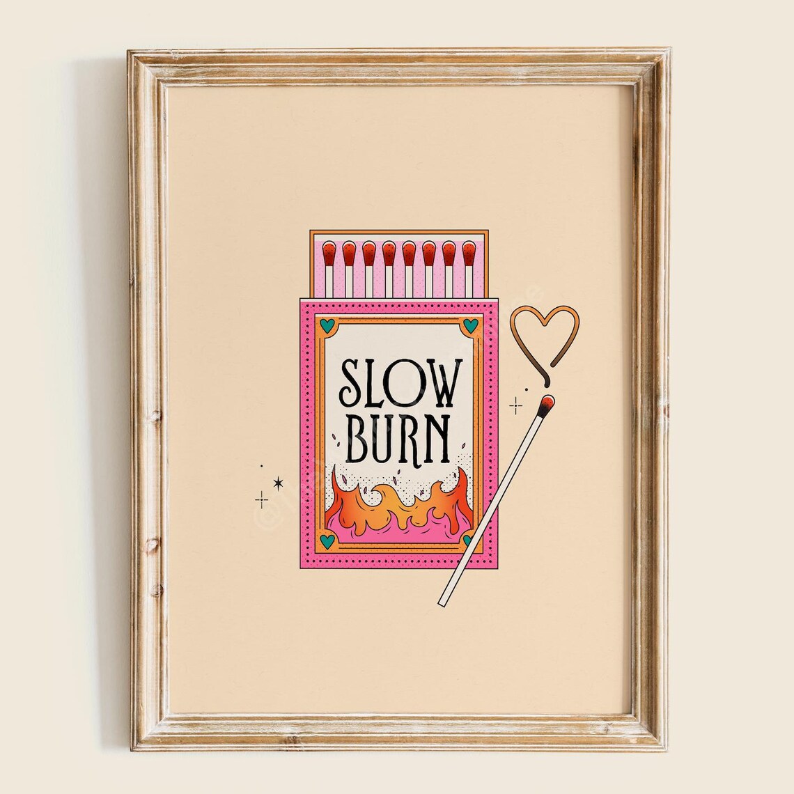 Slow Burn Matchbox Illustrated Book Lovers Romance Trope Poster