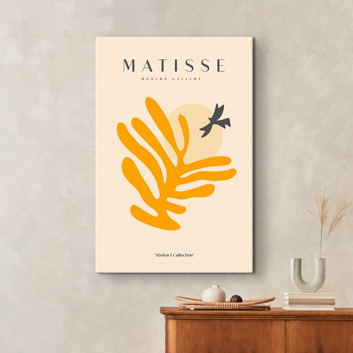 Matisse Modern Gallery Yellow Leaf Bird and Sun Abstract Poster