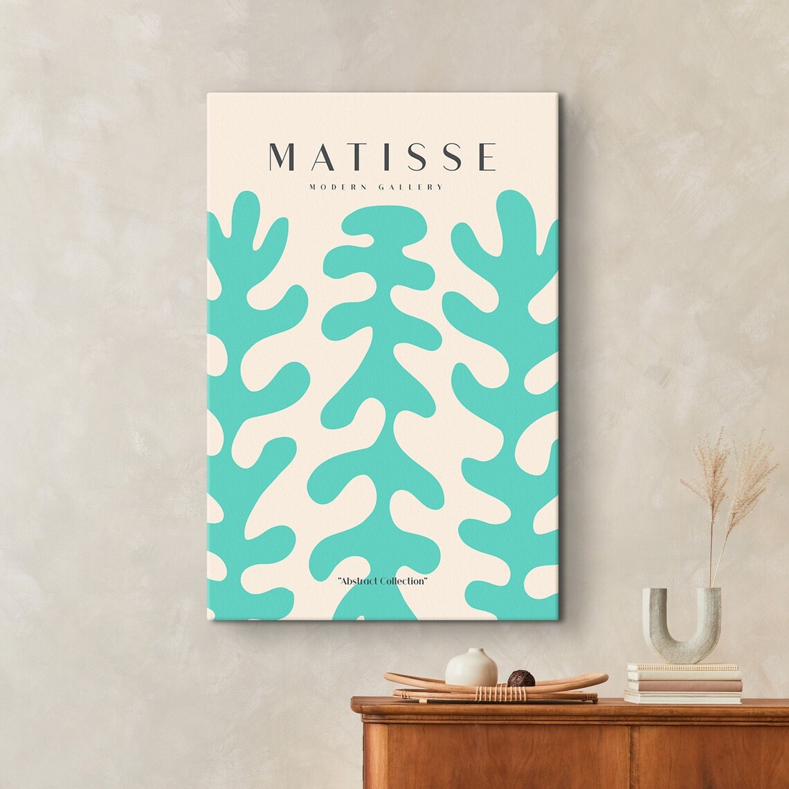 Matisse Turquoise Coral Cutout Modern Gallery Abstract Art Poster