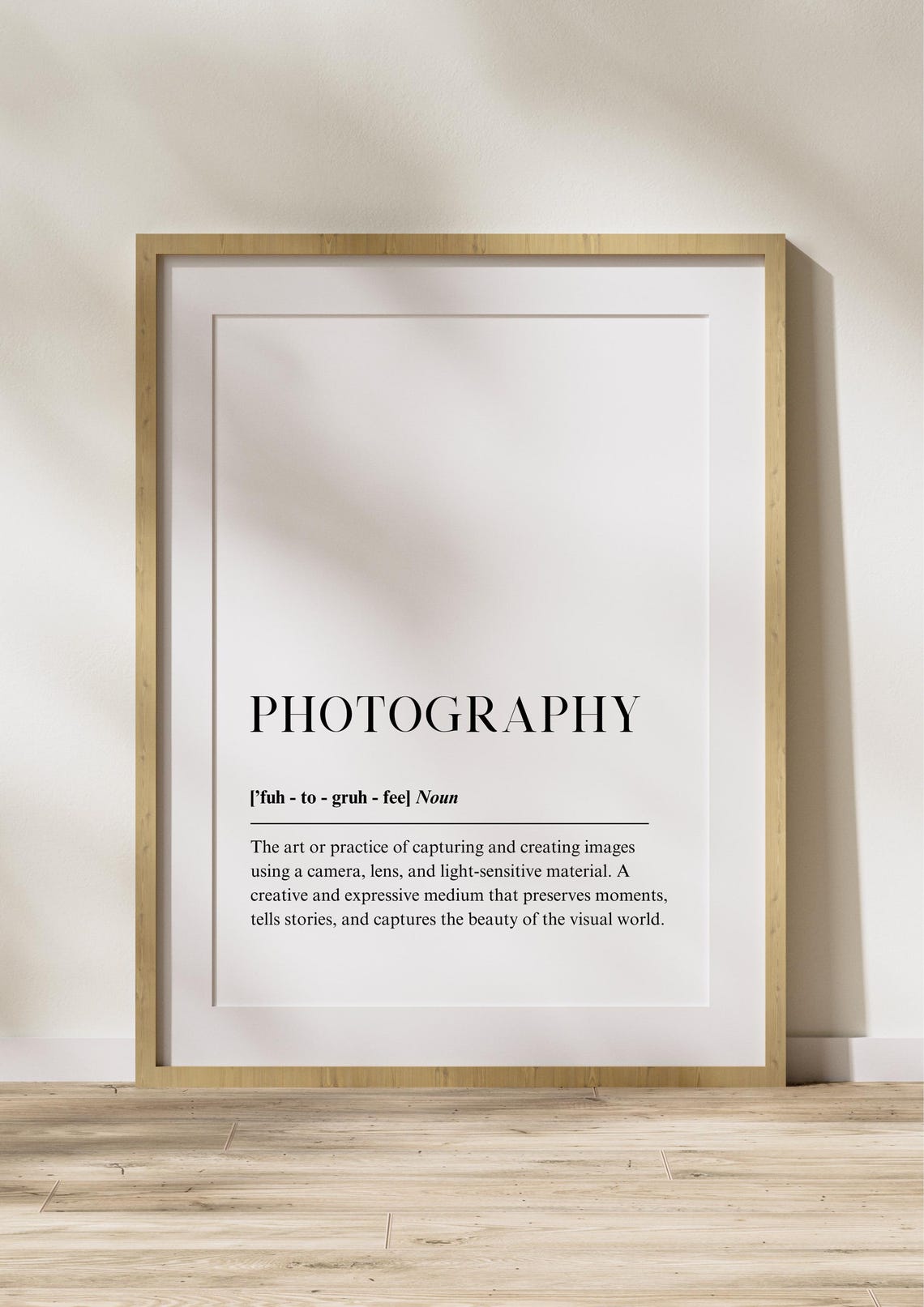 Photography Definition Poster Minimalist Wall Art Print Camera Decor For Office Or Studio