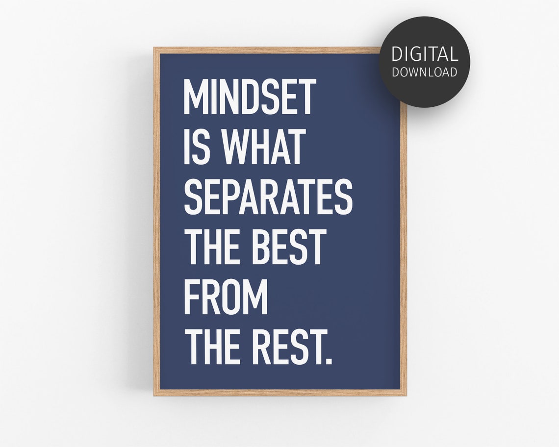 Mindset Separates The Best From The Rest Navy Bold Quote Poster