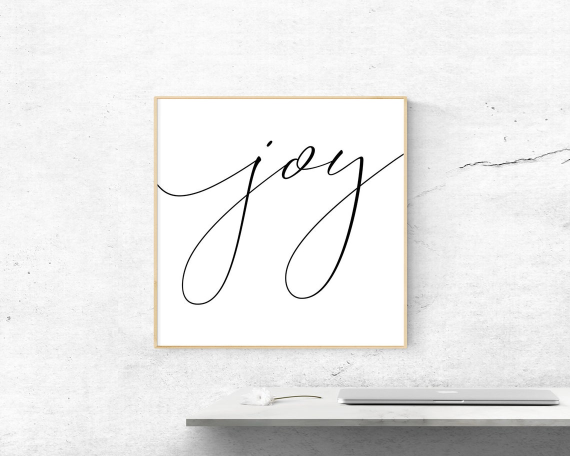Joy Calligraphy Script Wall Art Modern Minimalist Christmas Home Decor - Image 2