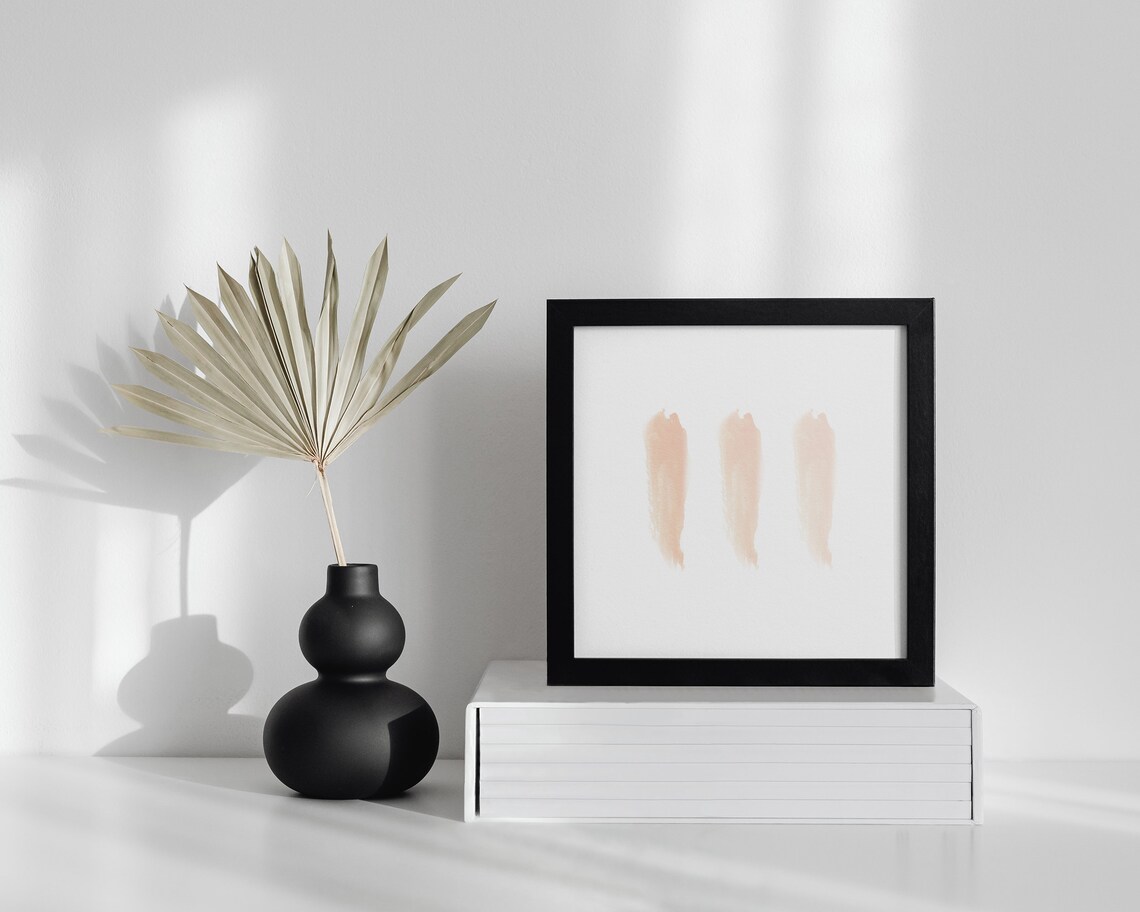 Blush Pink Abstract Watercolor Wall Art Minimalist Beige Brush Strokes - Image 2