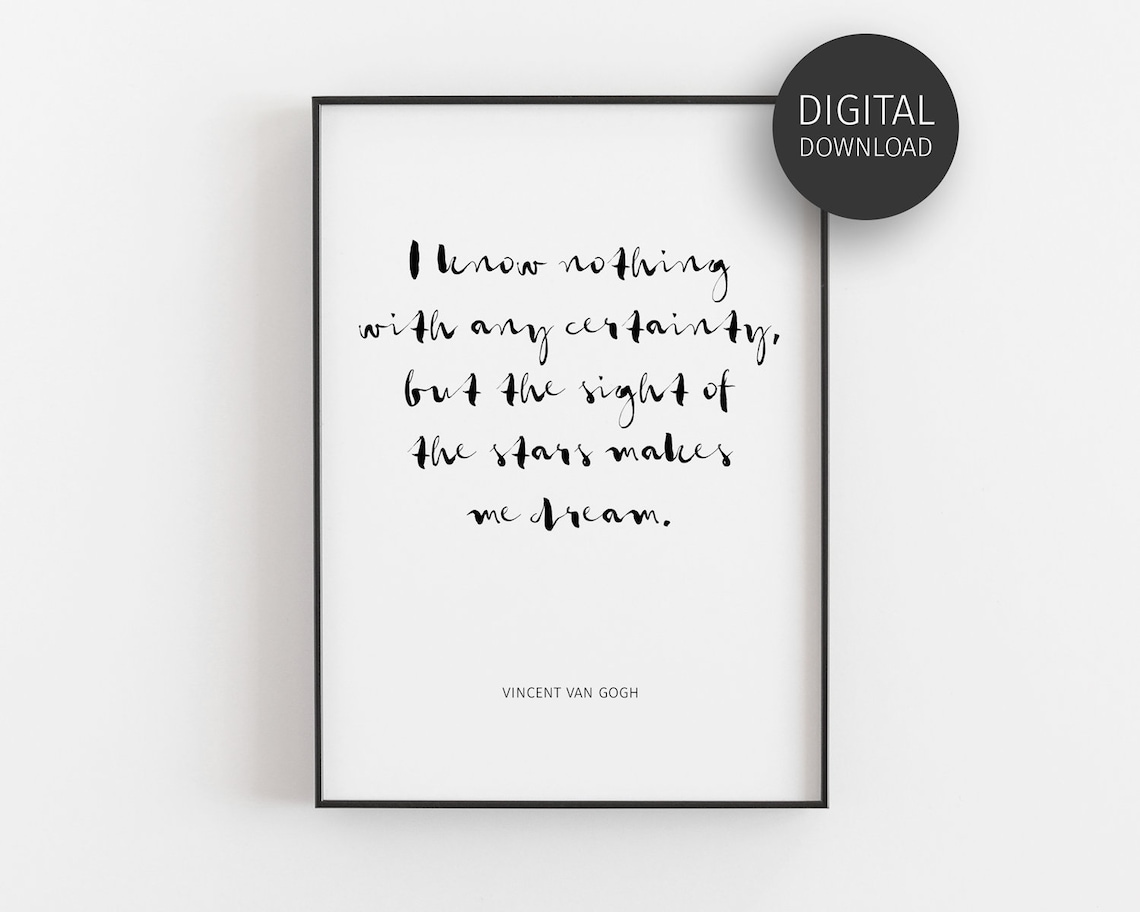 Van Gogh Quote Prints, Minimalist Inspirational Poster