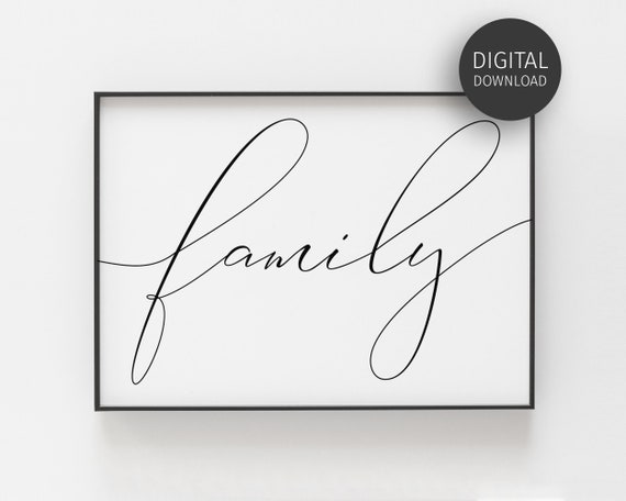 Family Print Print Living Room Decor Calligraphy Poster Family Sign Family Quote Wall Art Minimalist Poster
