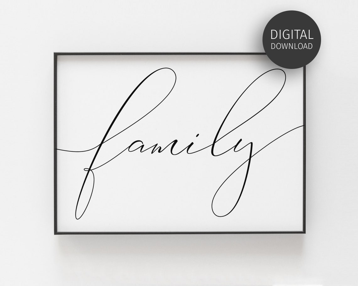 Family Calligraphy Script Wall Art Modern Minimalist Home Decor Gift