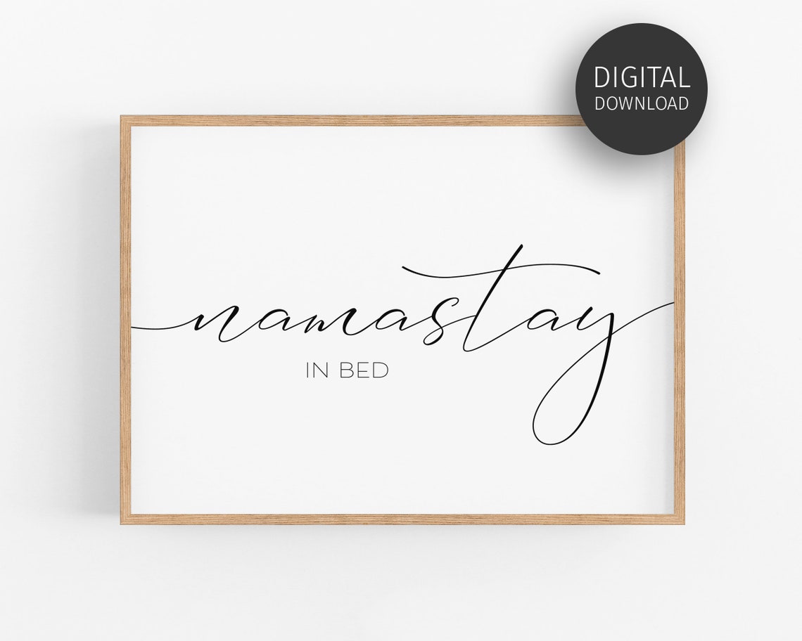 Namastay In Bed Funny Script Typography Bedroom Humor Poster - Image 3