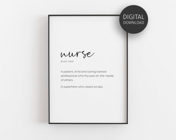 Nurse Definition Wall Art Hero Nurse Gift Wall Art Prints Nurse Week Poster Nurse Appreciation New Graduate