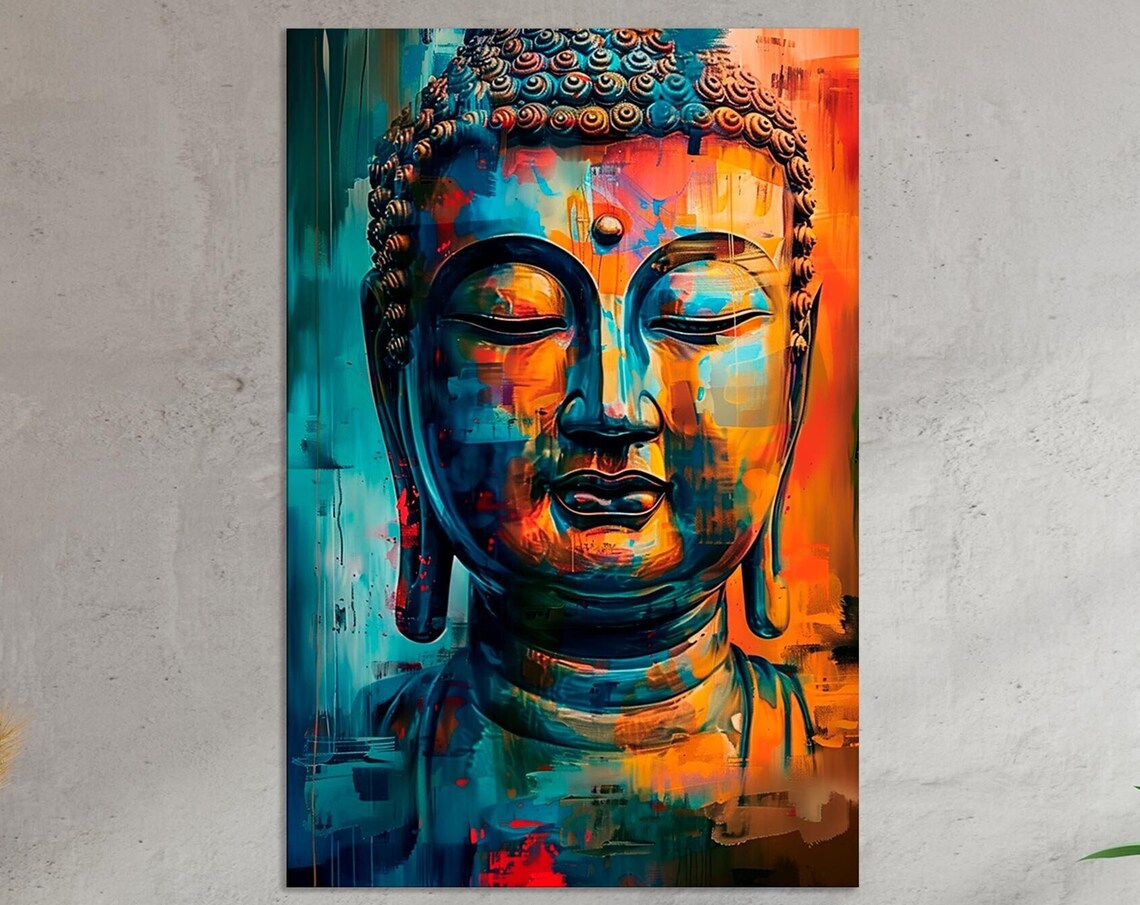 Buddha Colorful Art Print, Yoga Meditation Decor
