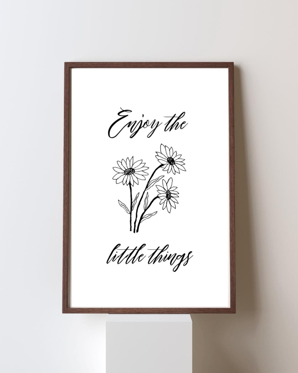 Enjoy the Little Things Daisy Line Art Handwritten Script Quote Poster - Image 4