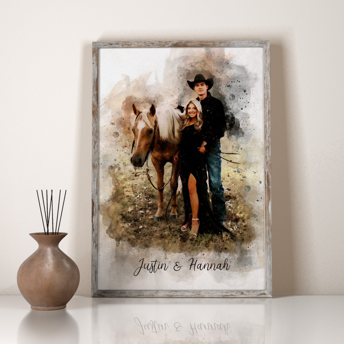 Watercolor Black Spaniel Dog Portrait Custom Pet Name Poster - Image 3
