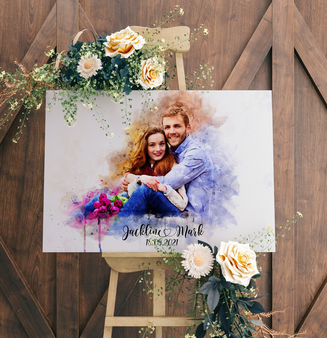 Wedding Welcome Sign, Watercolor Wedding Decor - Image 4