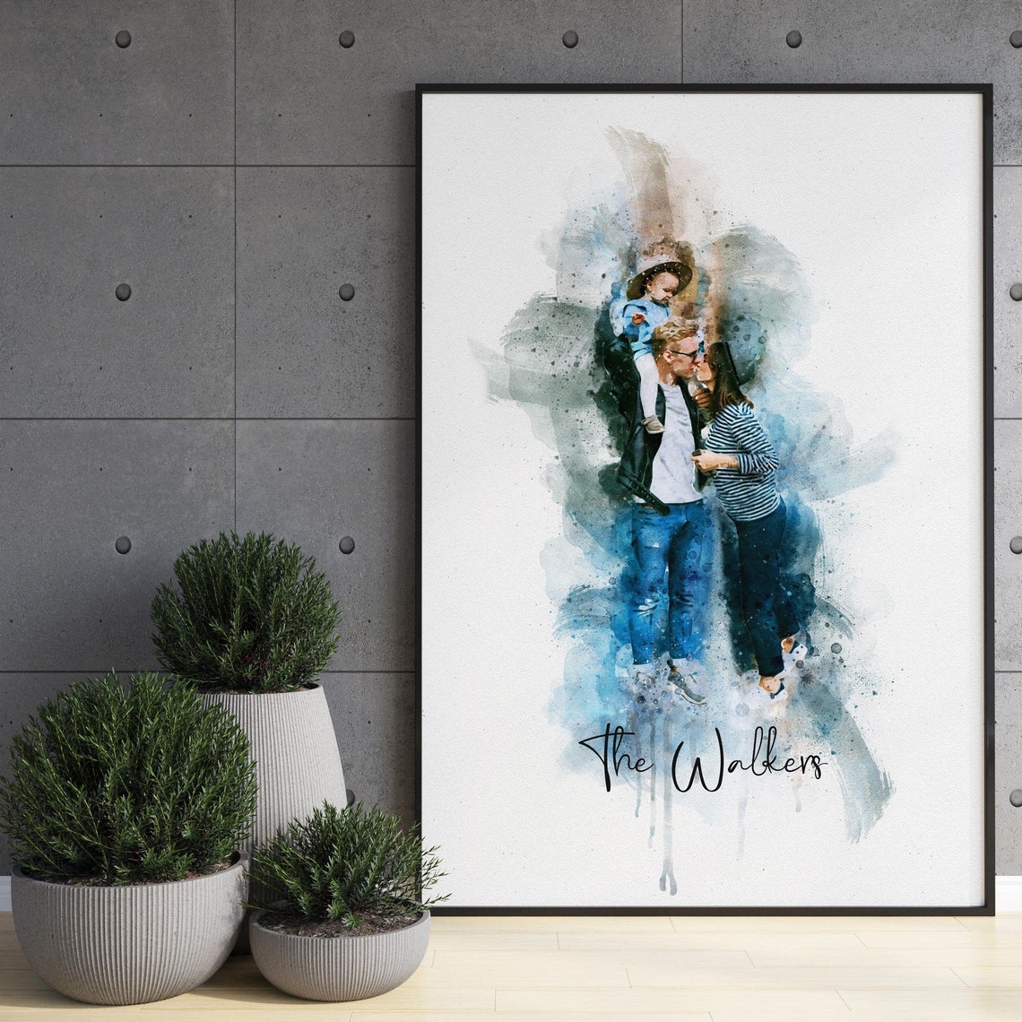 Personalised Mother Daughter Gift Family Portrait Painting Gift For Wife Mum Birthday Gift Watercolour Portrait From Photo Print - Image 2
