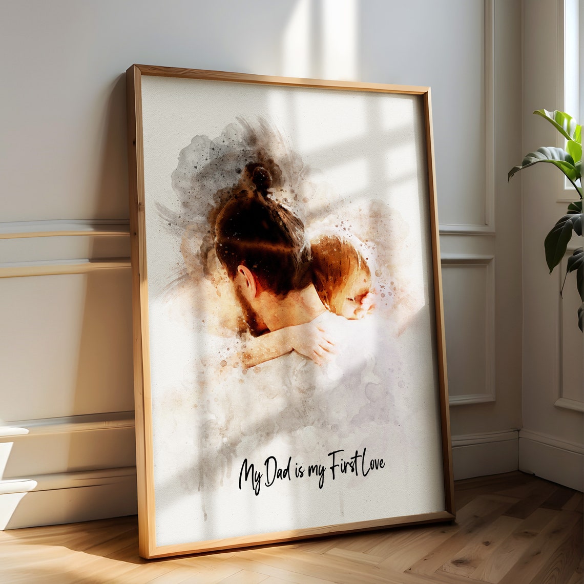 Watercolor Portrait For Fathers Day Gift Personalised Gifts For Father Dad Gifts For Him Photo Art Print From Wife Daughter Dad Gifts - Image 3