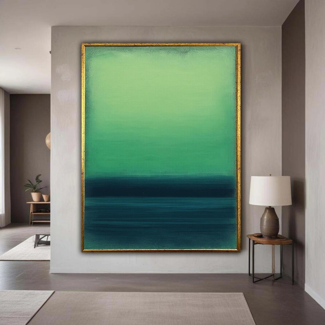Mark Rothko Abstract Canvas Green Gradient Wall Art Modern Minimalist Painting Mid Century Style Home Gift Decor