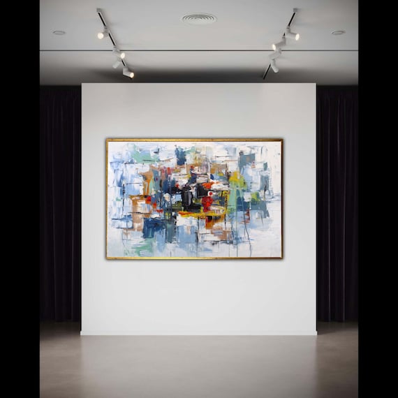 Modern Abstract Cityscape Canvas Impasto Wall Art Colorful Urban Painting Contemporary Decor Home Office Gift