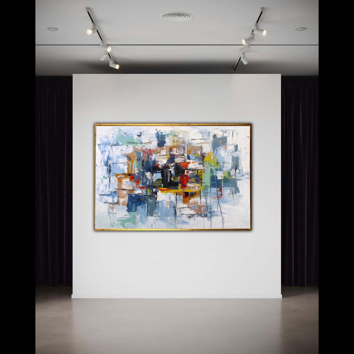 Abstract Colorful Cityscape Impasto Modern Oil Painting Print